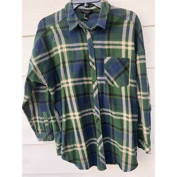 FOREVER 21 boyfriend Plaid flannel shirt size Large - Picture 2 of 8